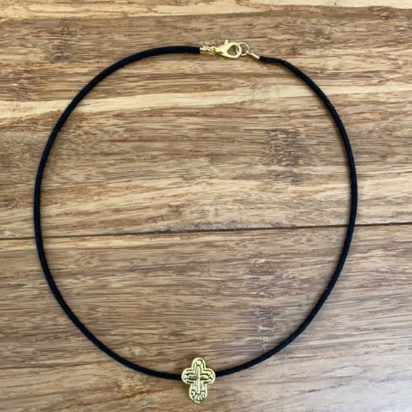 Celtic Cross Leather suede necklace choker - Picture 3 of 6